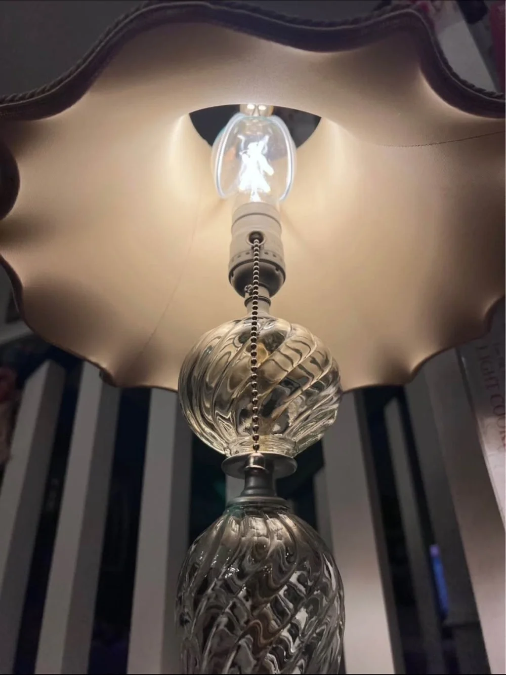 Elegant Grey and Silver Glass Table Lamp